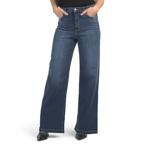 JOE'S Dark Wash Wide Leg Full Length Released Hem Jeans - Picture 1 of 2